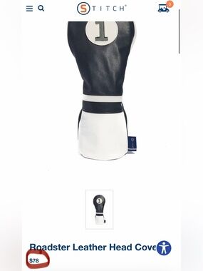 Stitch Men's Navy & White Number Set of 2 Leather Golf Headcovers